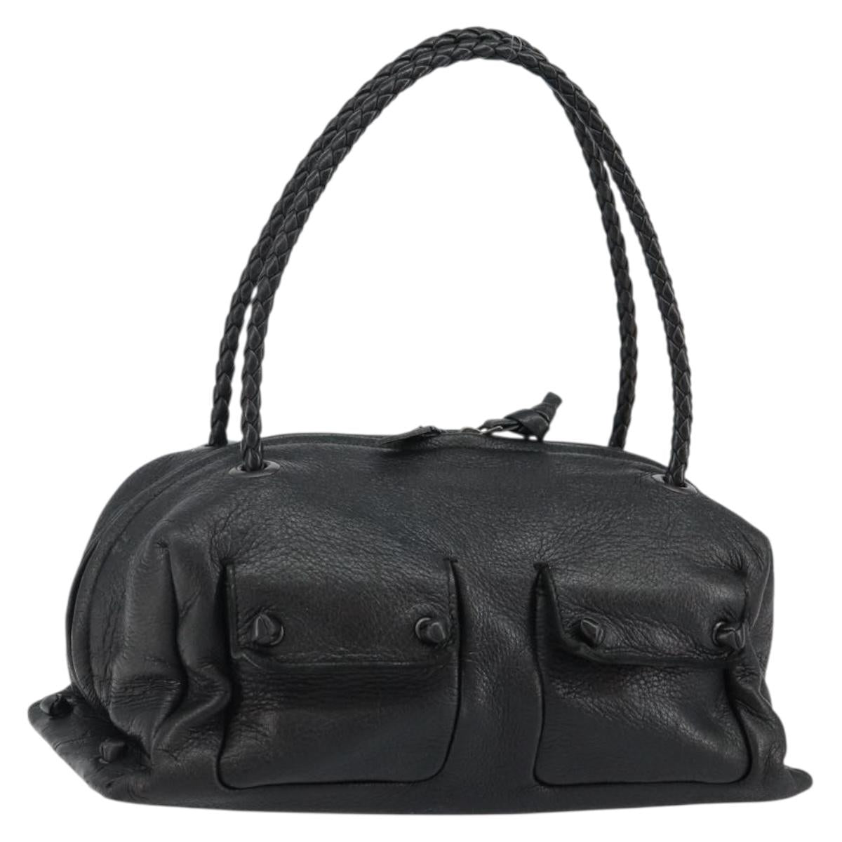 BOTTEGA VENETA Hand Bag Leather Black 131695 Auth BA6172