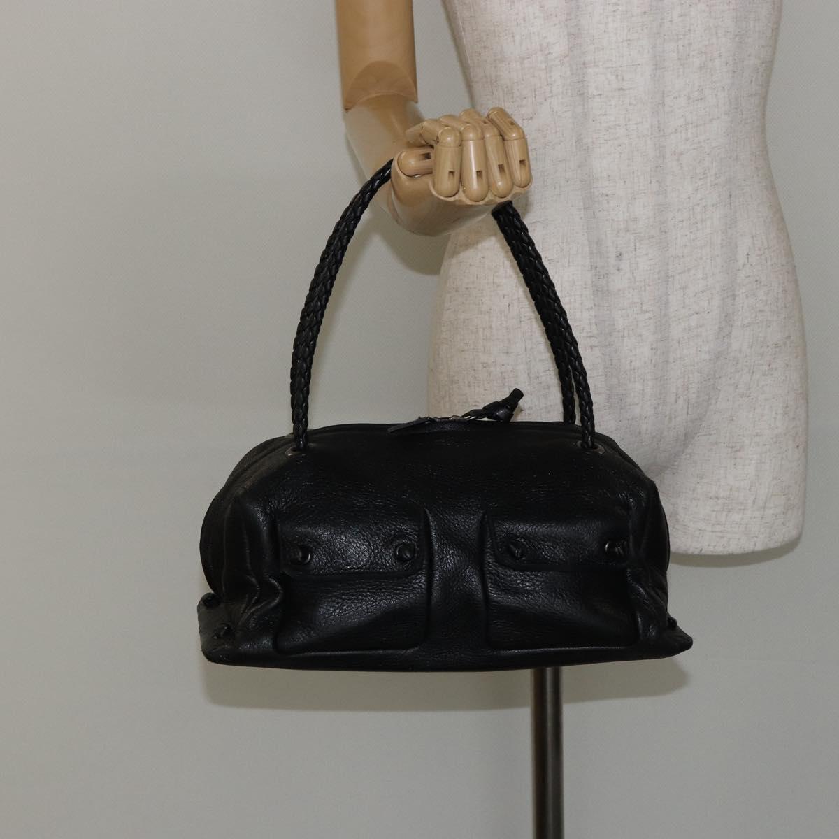 BOTTEGA VENETA Hand Bag Leather Black 131695 Auth BA6172