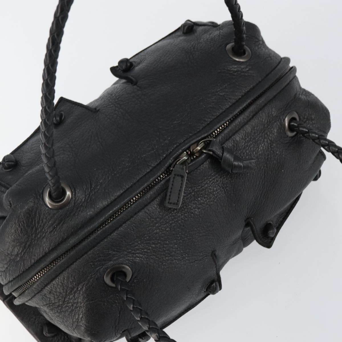 BOTTEGA VENETA Hand Bag Leather Black 131695 Auth BA6172
