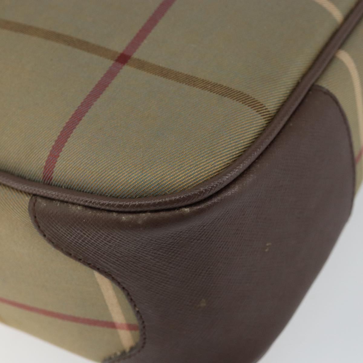 Burberrys Nova Check Hand Bag Canvas Leather Beige Gold Auth BA6175