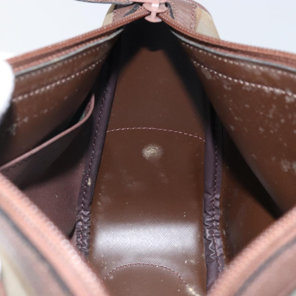 Burberrys Nova Check Hand Bag Canvas Leather Beige Gold Auth BA6175