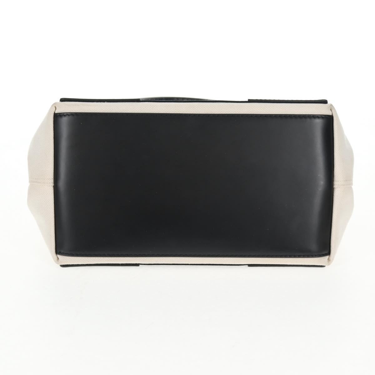 BALENCIAGA Navy Cabas S Bag Canvas Leather White Black 339933 Auth BA6186M