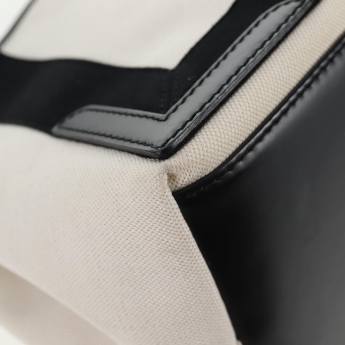 BALENCIAGA Navy Cabas S Bag Canvas Leather White Black 339933 Auth BA6186M