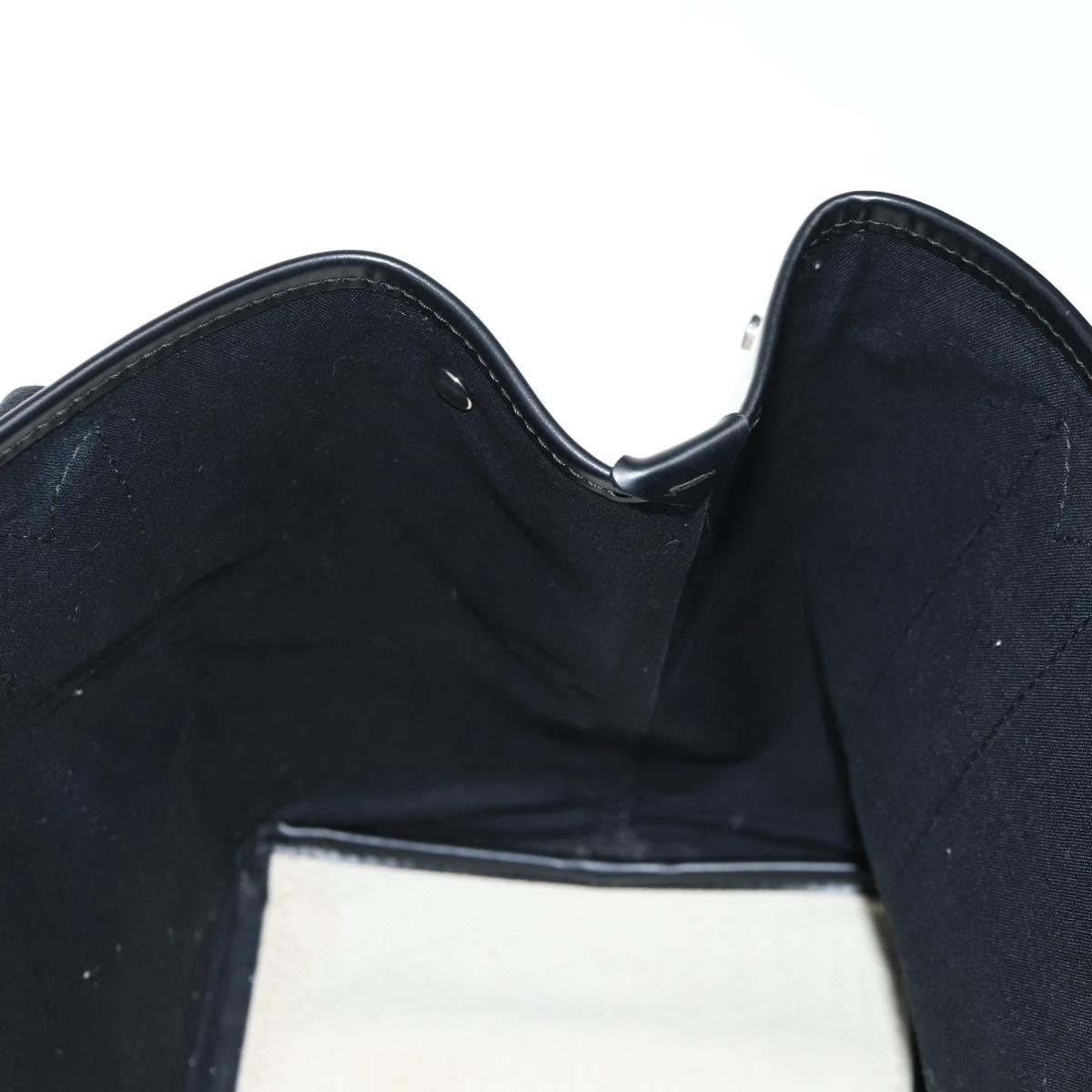 BALENCIAGA Navy Cabas S Bag Canvas Leather White Black 339933 Auth BA6186M