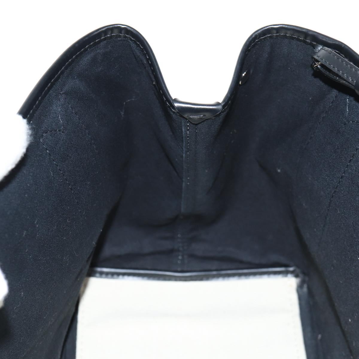 BALENCIAGA Navy Cabas S Bag Canvas Leather White Black 339933 Auth BA6186M