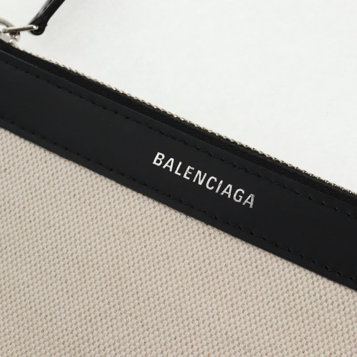 BALENCIAGA Navy Cabas S Bag Canvas Leather White Black 339933 Auth BA6186M