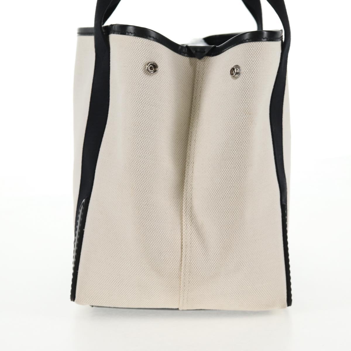 BALENCIAGA Navy Cabas S Bag Canvas Leather White Black 339933 Auth BA6186M