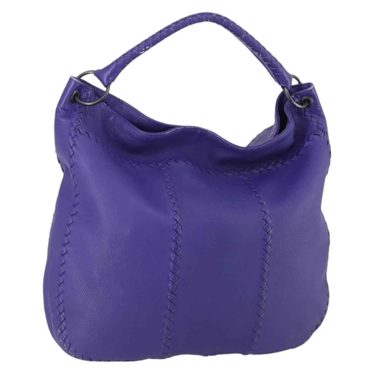 BOTTEGA VENETA INTRECCIATO Shoulder Bag Leather Purple Auth BA6187