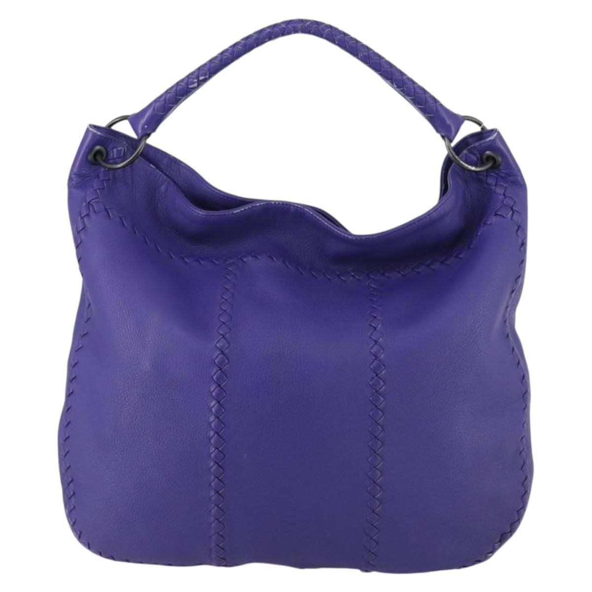 BOTTEGA VENETA INTRECCIATO Shoulder Bag Leather Purple Auth BA6187