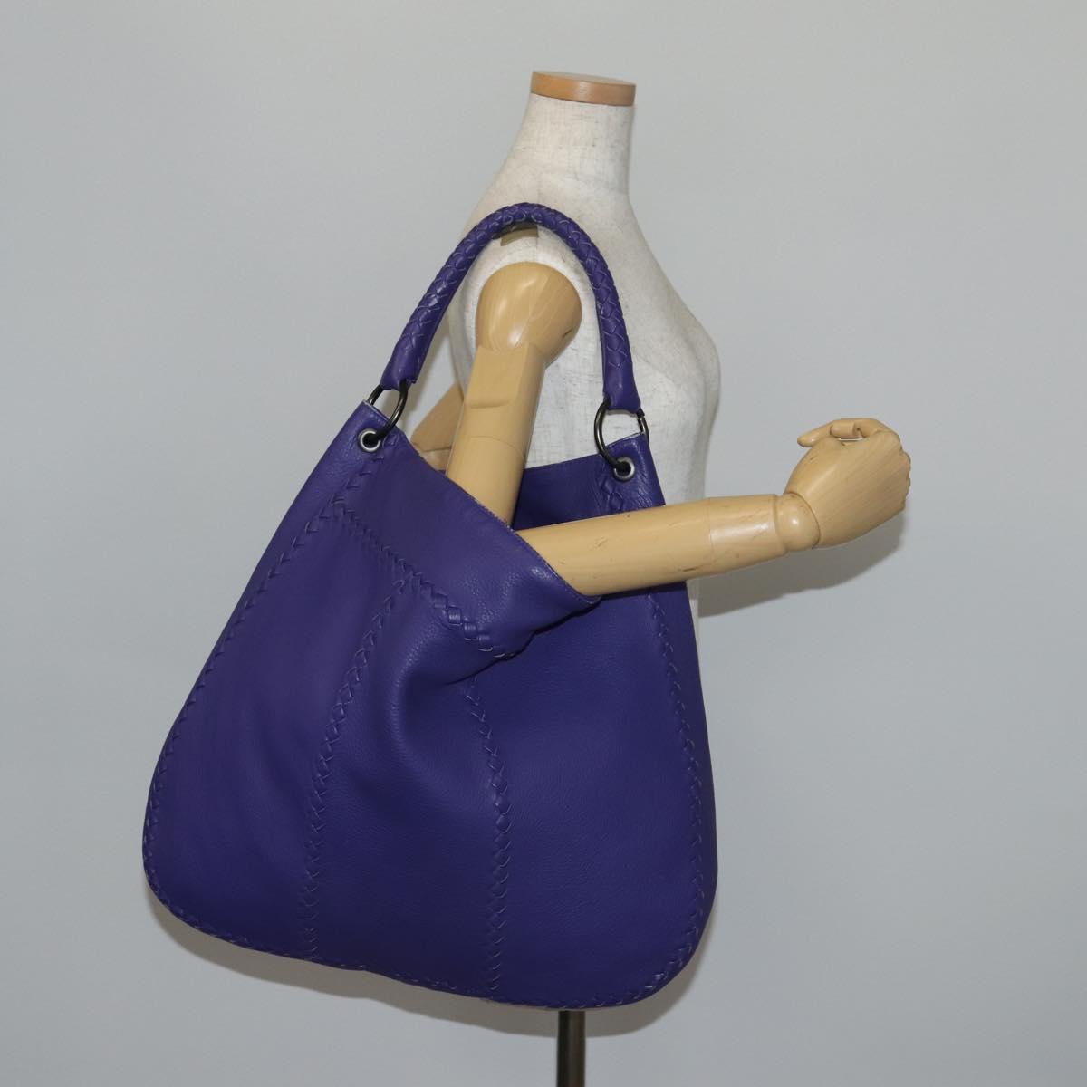 BOTTEGA VENETA INTRECCIATO Shoulder Bag Leather Purple Auth BA6187