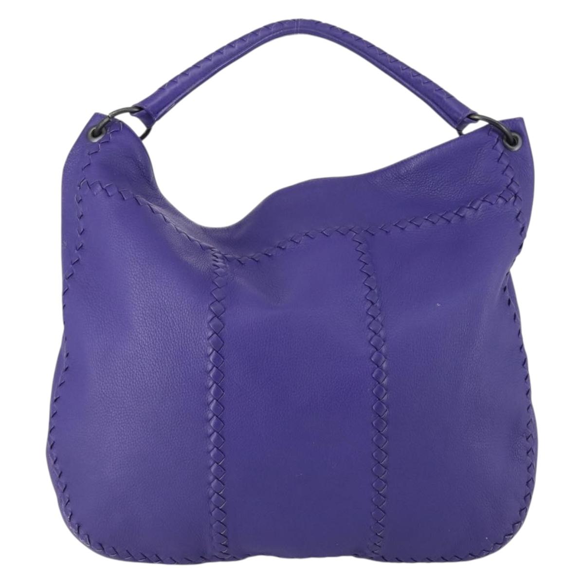 BOTTEGA VENETA INTRECCIATO Shoulder Bag Leather Purple Auth BA6187