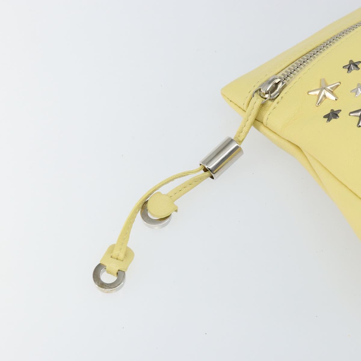 Jimmy Choo Studs Clutch Bag Leather Yellow Silver Auth BA6189