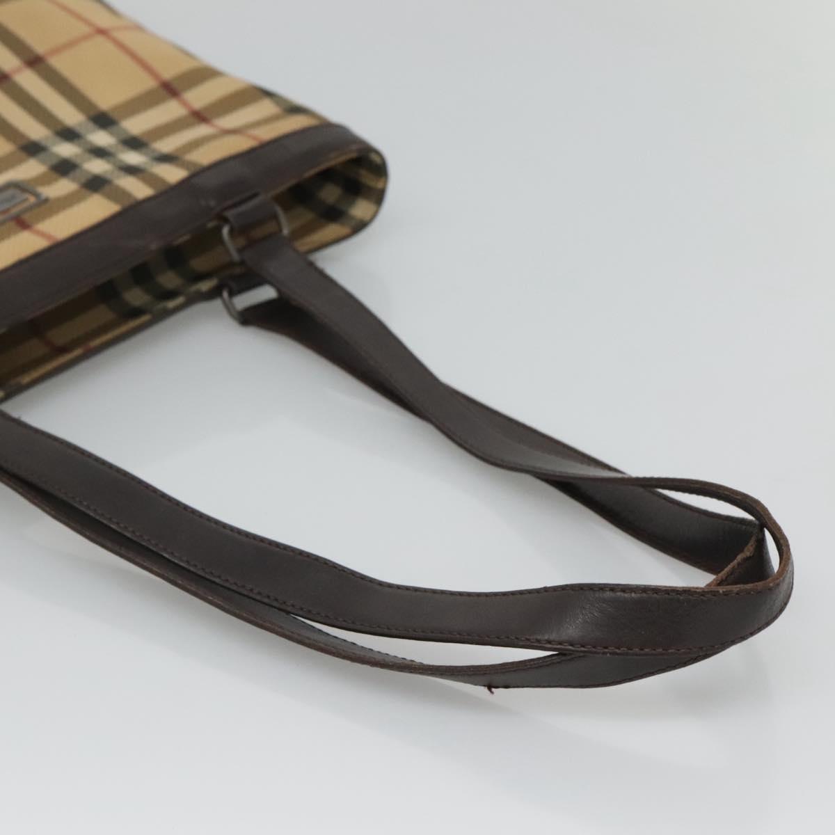 BURBERRY Nova Check Tote Bag PVC Beige Brown Auth BA619