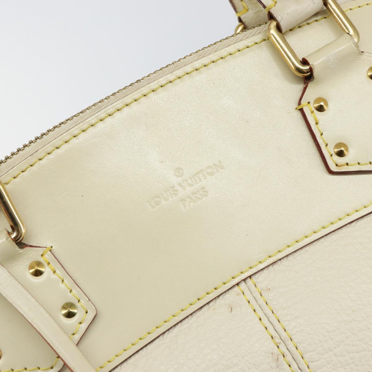LOUIS VUITTON Suhari Lockit MM Hand Bag Leather White M91874 LV Auth BA6191