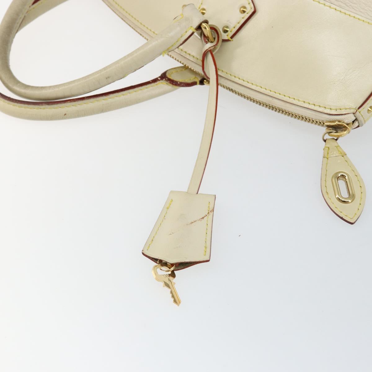 LOUIS VUITTON Suhari Lockit MM Hand Bag Leather White M91874 LV Auth BA6191