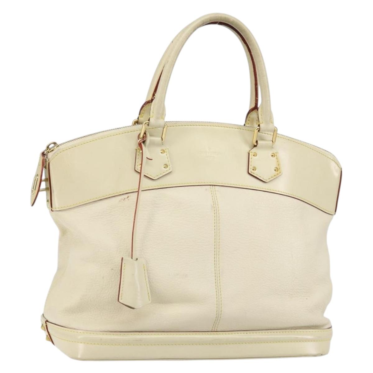 LOUIS VUITTON Suhari Lockit MM Hand Bag Leather White M91874 LV Auth BA6191