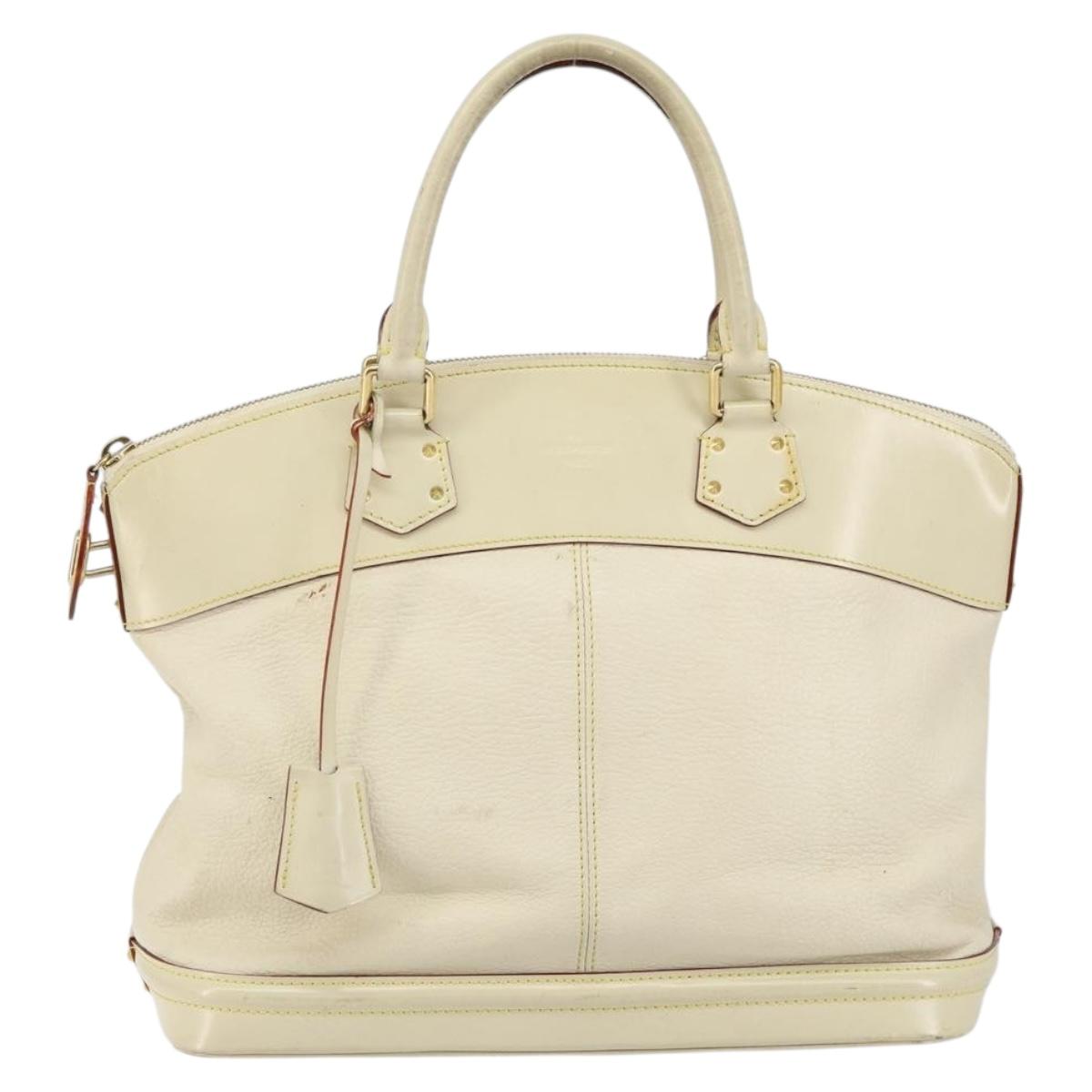 LOUIS VUITTON Suhari Lockit MM Hand Bag Leather White M91874 LV Auth BA6191