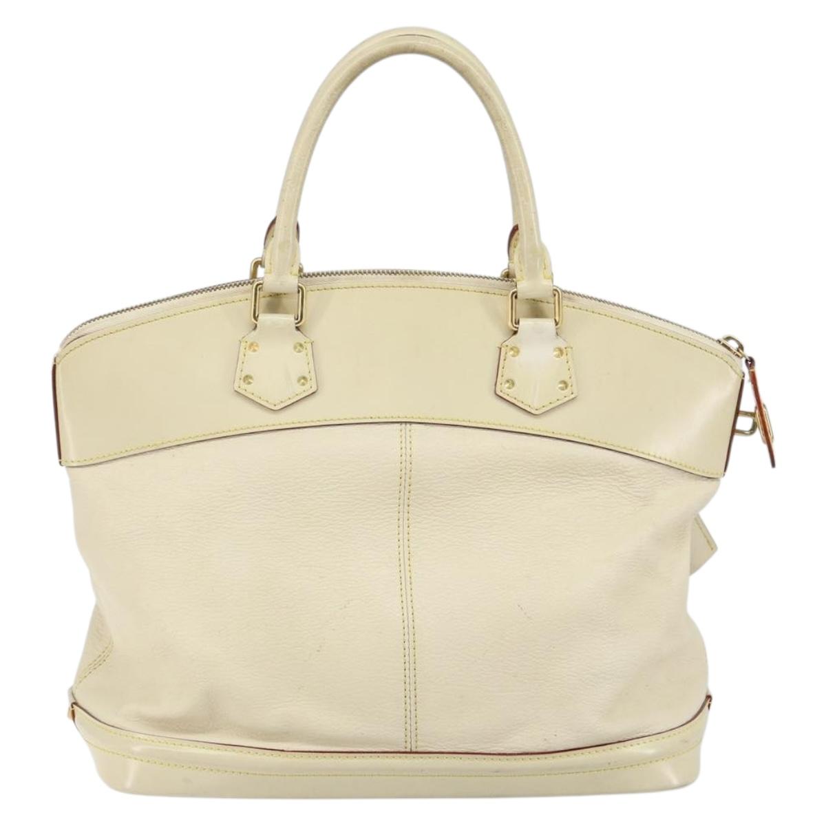 LOUIS VUITTON Suhari Lockit MM Hand Bag Leather White M91874 LV Auth BA6191