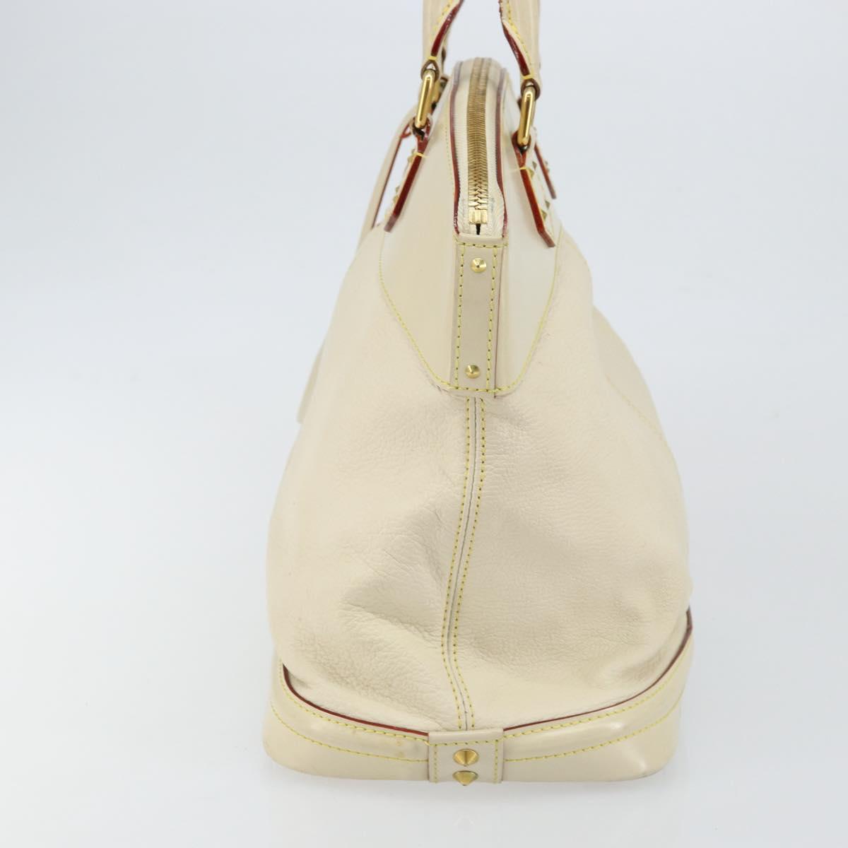 LOUIS VUITTON Suhari Lockit MM Hand Bag Leather White M91874 LV Auth BA6191