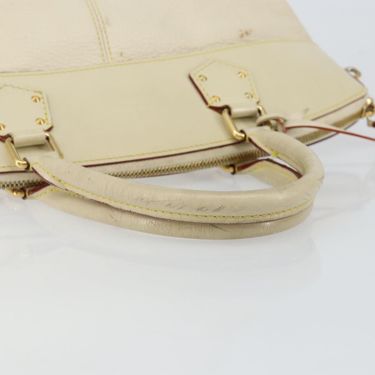 LOUIS VUITTON Suhari Lockit MM Hand Bag Leather White M91874 LV Auth BA6191