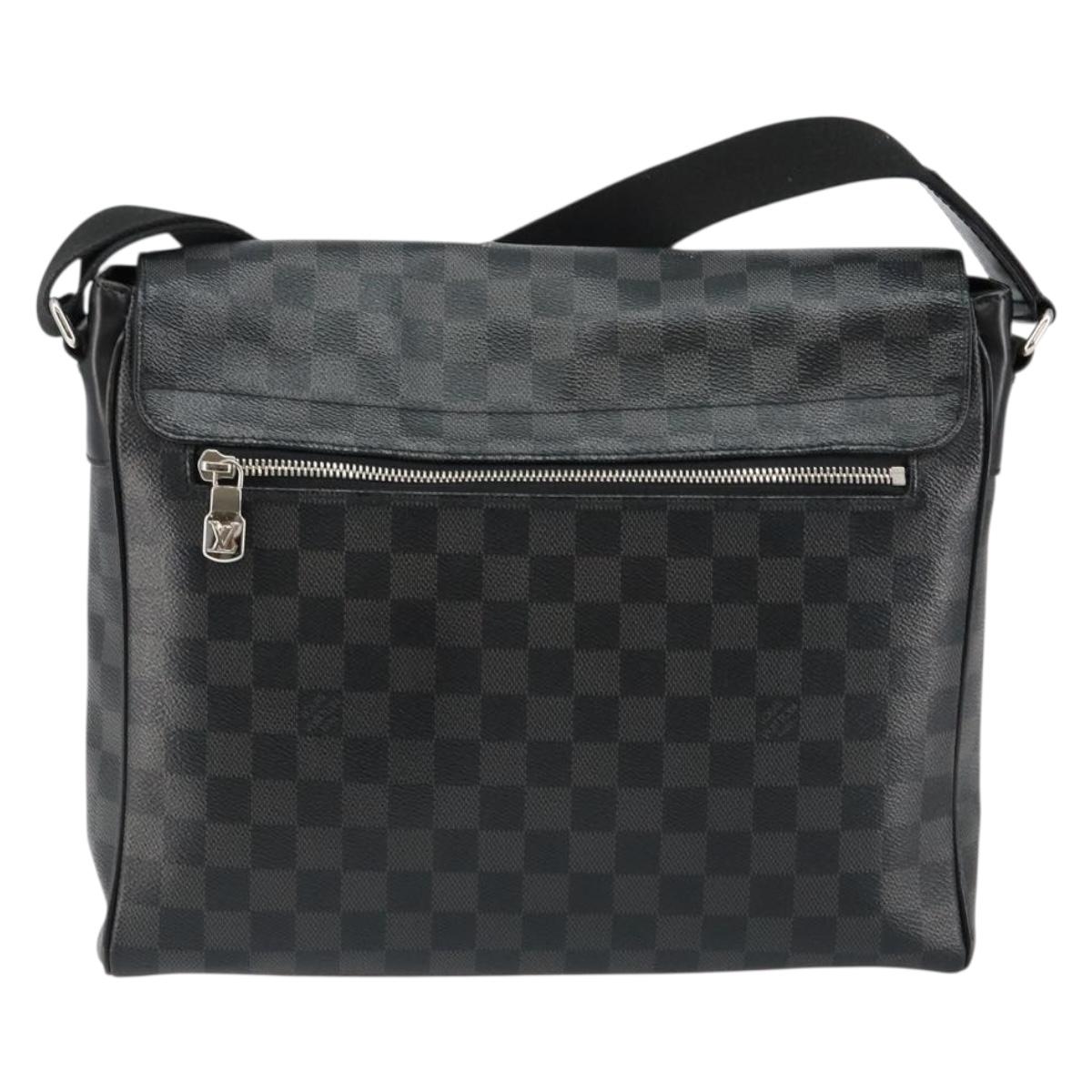 LOUIS VUITTON Damier Graphite District MM Shoulder Bag N41272 LV Auth BA6198