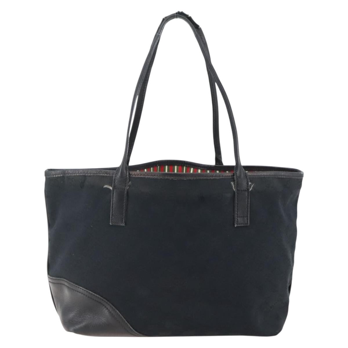 GUCCI GG Canvas Abbey Tote Bag Black Gold 169946 Auth BA6201
