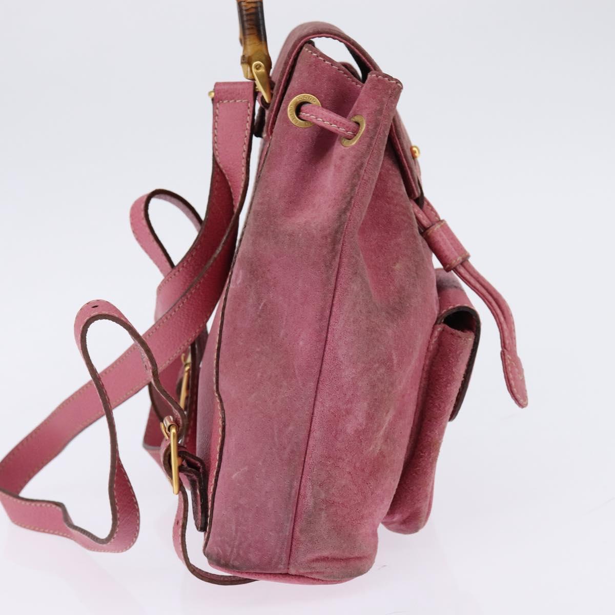 GUCCI Bamboo Backpack Suede Pink Gold 003 2034 0030 Auth BA6202