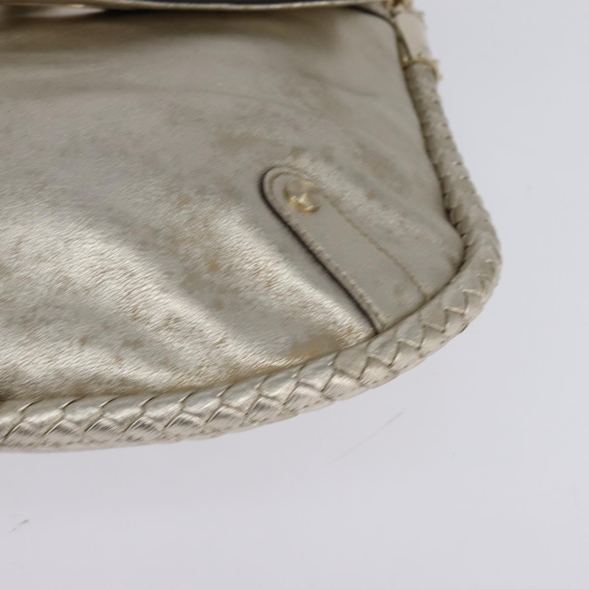 GUCCI Interlocking Shoulder Bag Leather Champagne Gold 167732 Auth BA6203