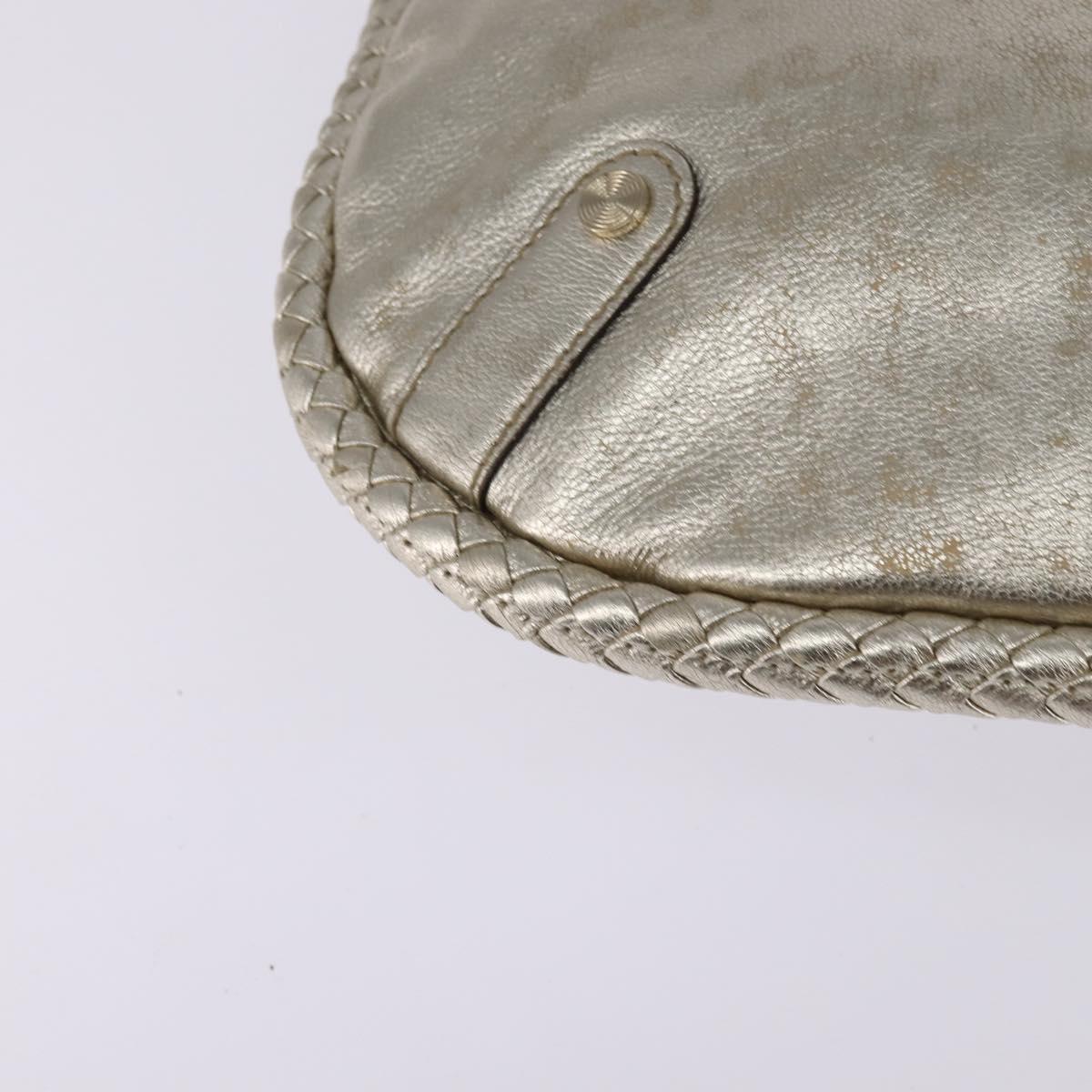 GUCCI Interlocking Shoulder Bag Leather Champagne Gold 167732 Auth BA6203