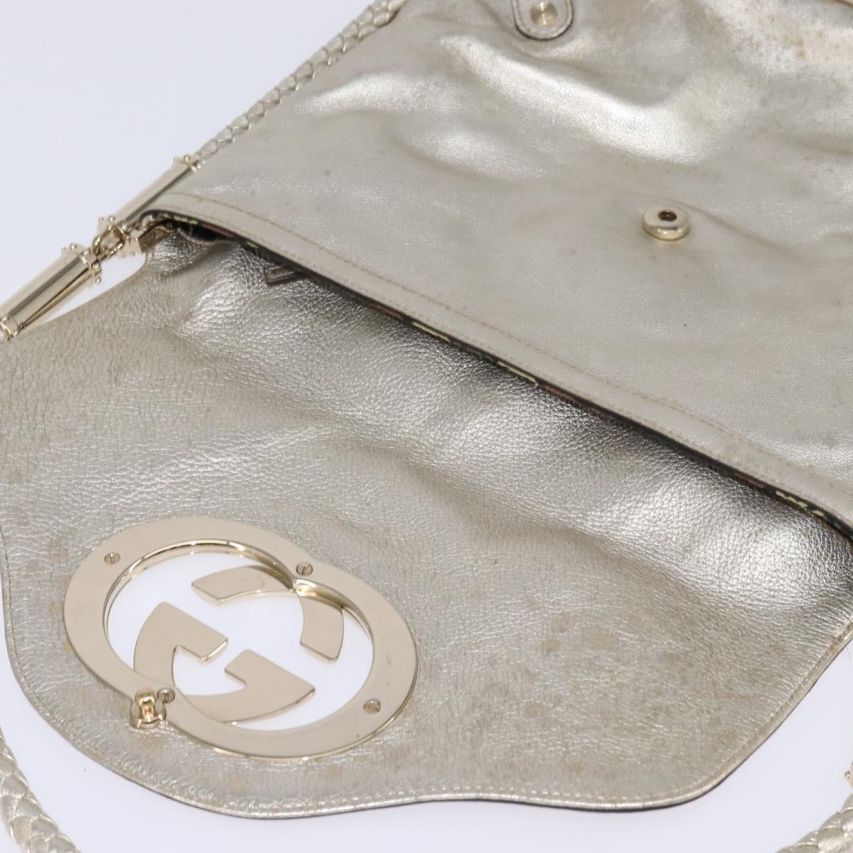 GUCCI Interlocking Shoulder Bag Leather Champagne Gold 167732 Auth BA6203
