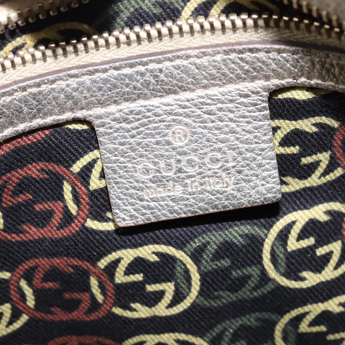 GUCCI Interlocking Shoulder Bag Leather Champagne Gold 167732 Auth BA6203