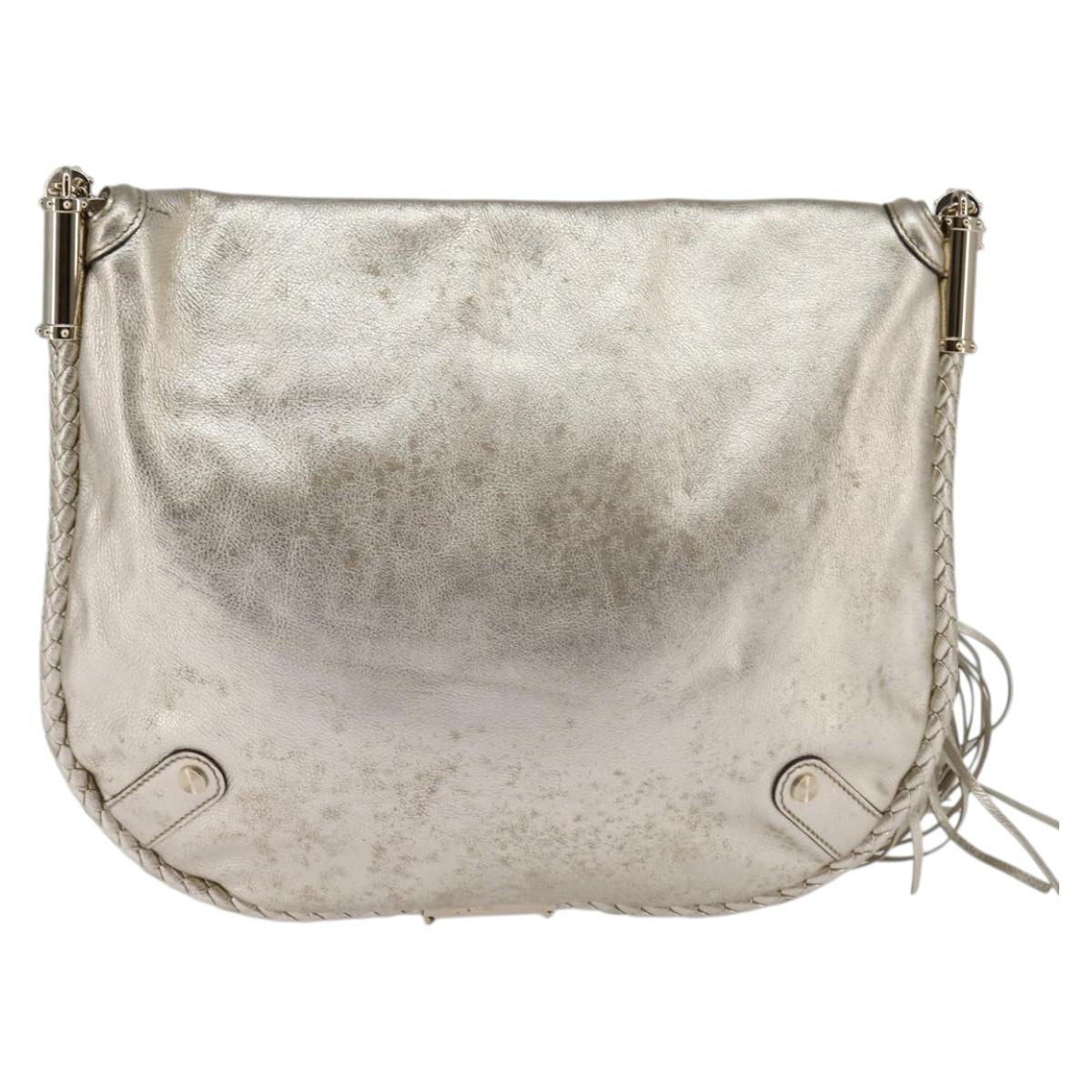 GUCCI Interlocking Shoulder Bag Leather Champagne Gold 167732 Auth BA6203