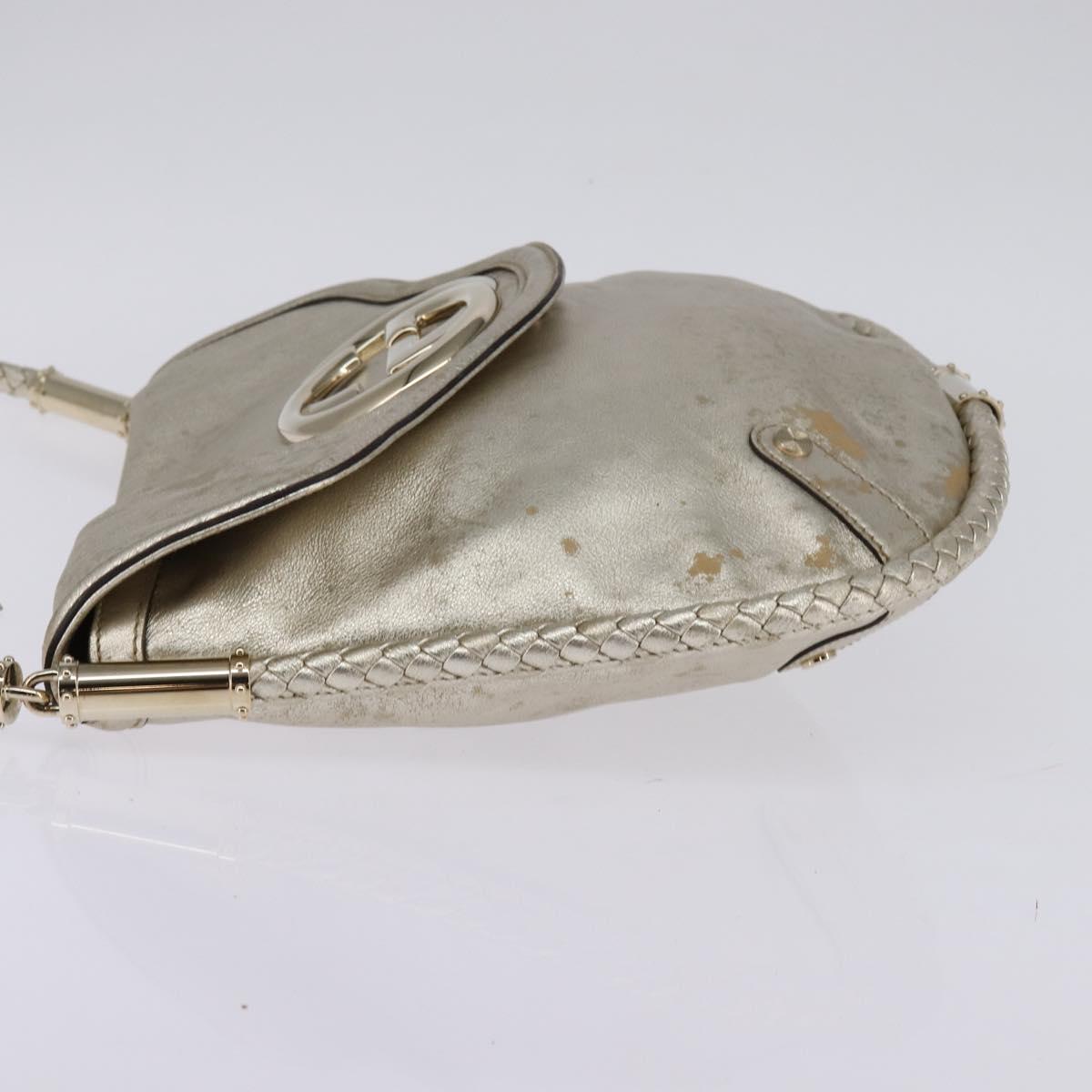 GUCCI Interlocking Shoulder Bag Leather Champagne Gold 167732 Auth BA6203