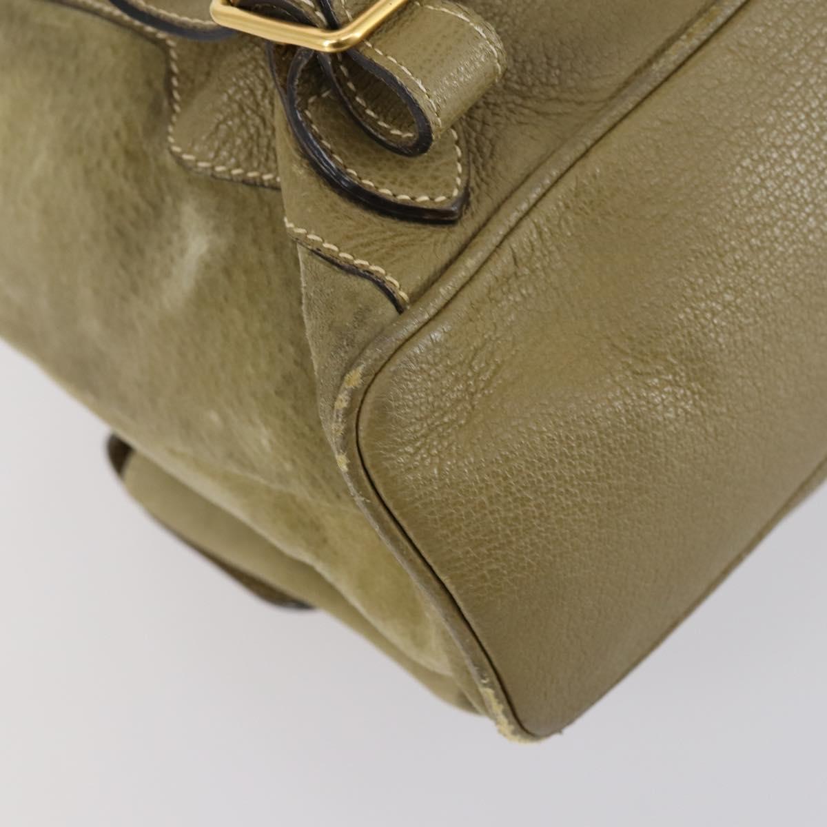 GUCCI Bamboo Backpack Suede Khaki Gold 003 58 0016 Auth BA6204