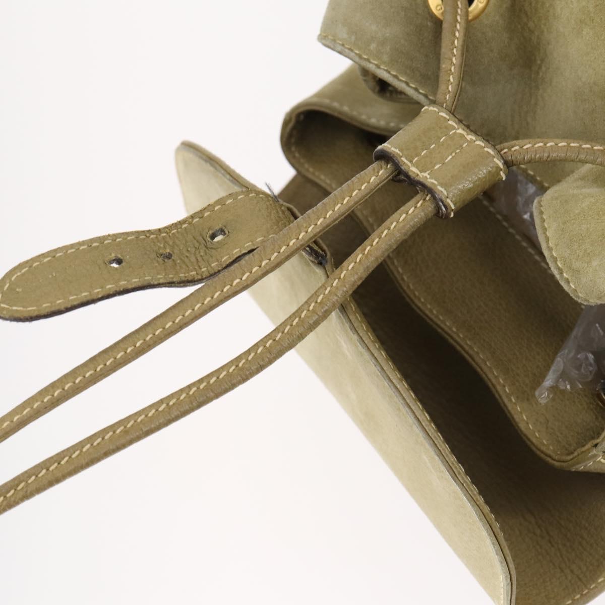 GUCCI Bamboo Backpack Suede Khaki Gold 003 58 0016 Auth BA6204