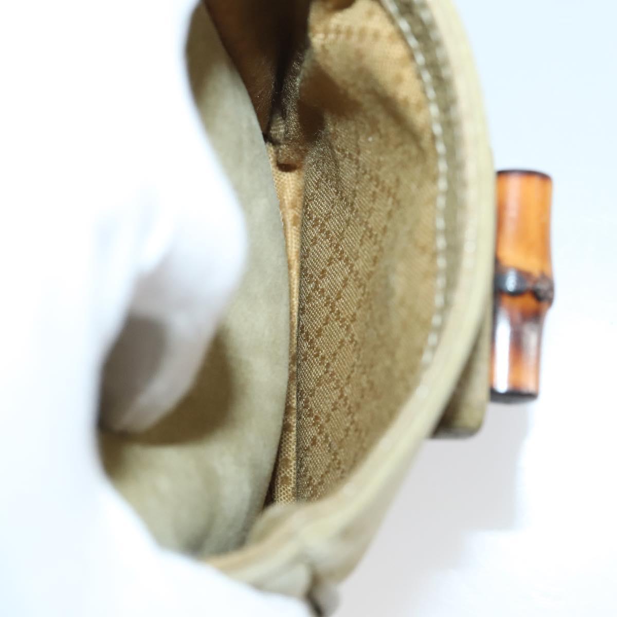 GUCCI Bamboo Backpack Suede Khaki Gold 003 58 0016 Auth BA6204