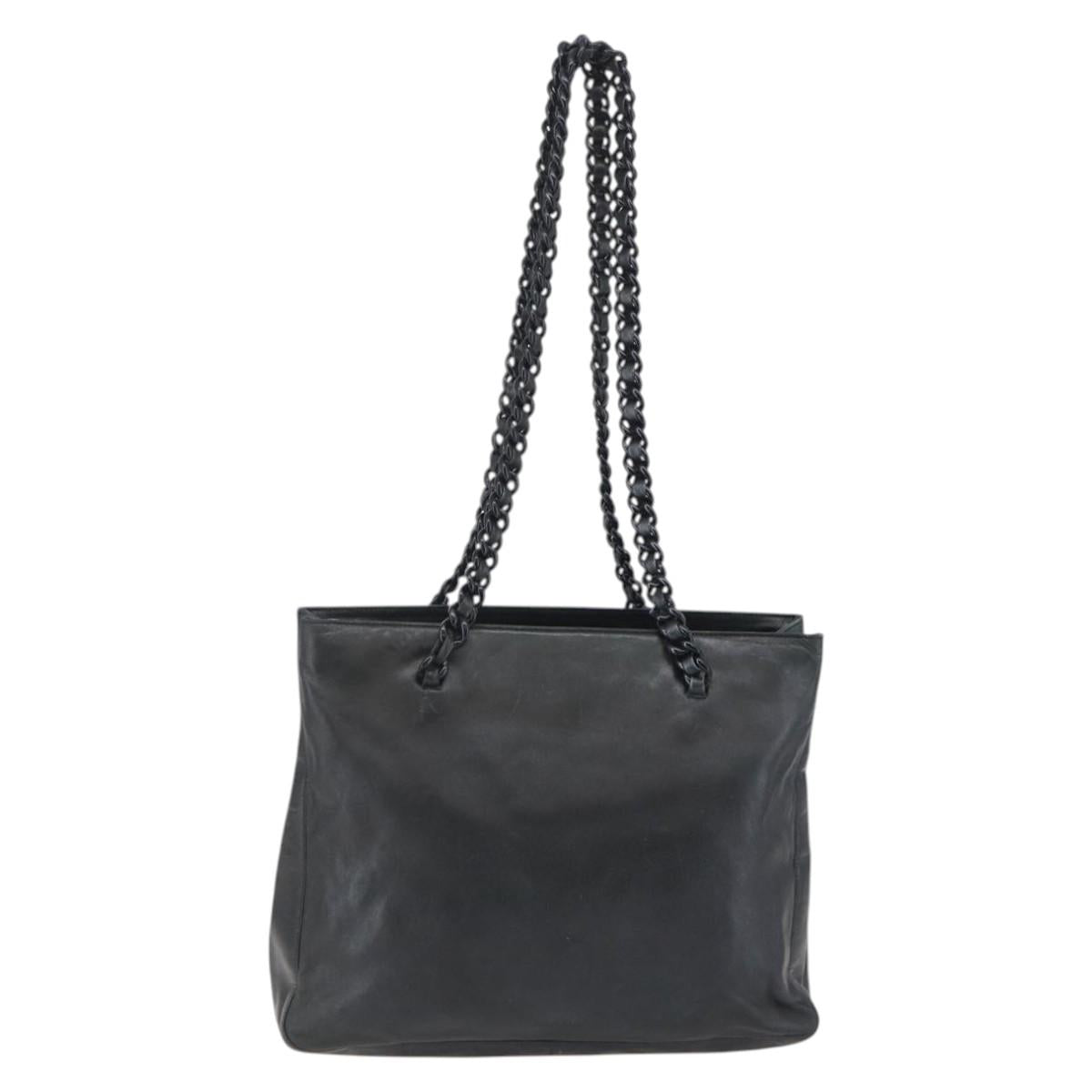 PRADA Shoulder Bag Leather Black Auth BA6207