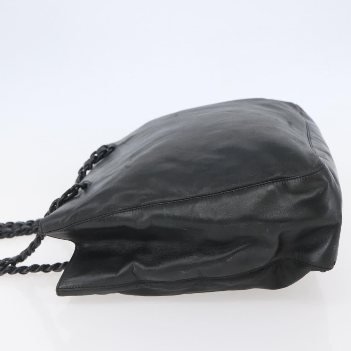 PRADA Shoulder Bag Leather Black Auth BA6207