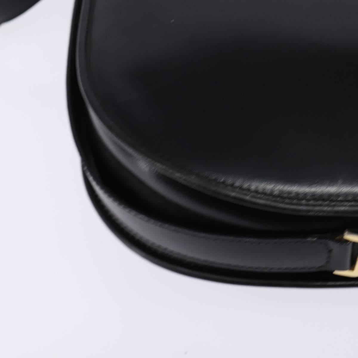 GUCCI Shoulder Bag Leather Black Gold Auth BA6212