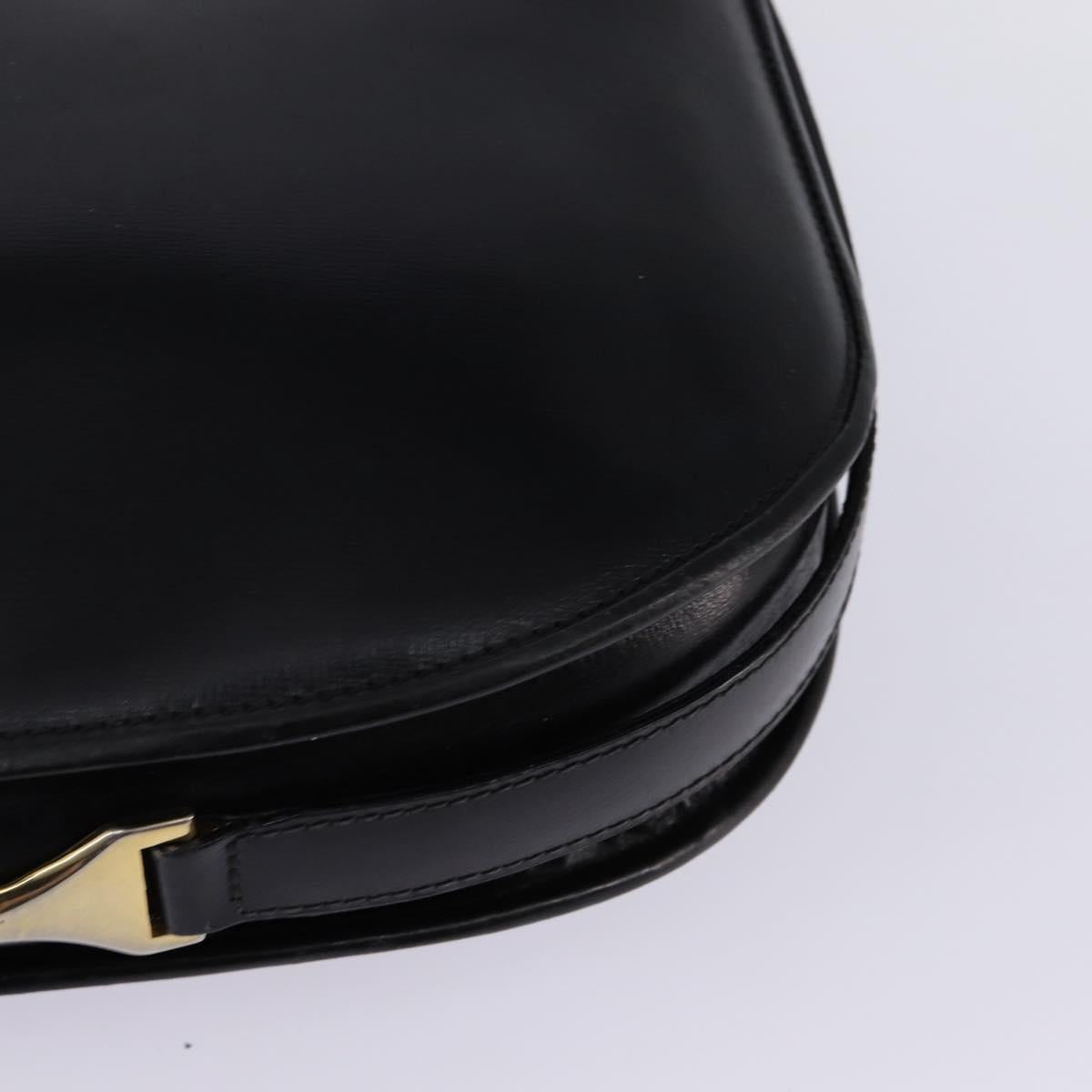GUCCI Shoulder Bag Leather Black Gold Auth BA6212