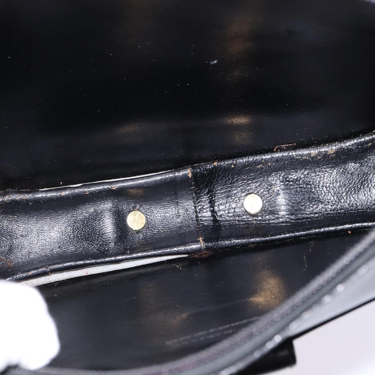 GUCCI Shoulder Bag Leather Black Gold Auth BA6212