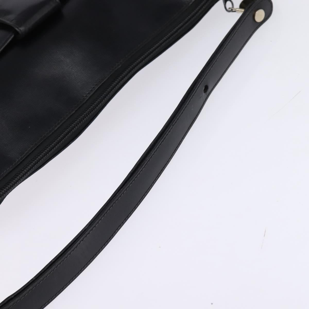 GUCCI Shoulder Bag Leather Black Gold Auth BA6212