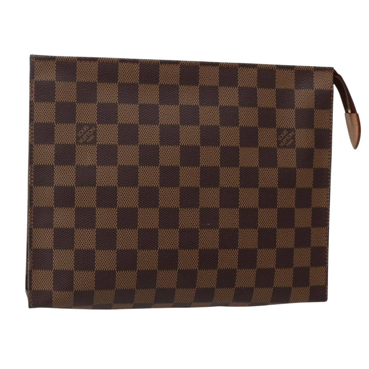 LOUIS VUITTON Damier Ebene Poche Toilette 26 Pouch N47543 LV Auth BA6219