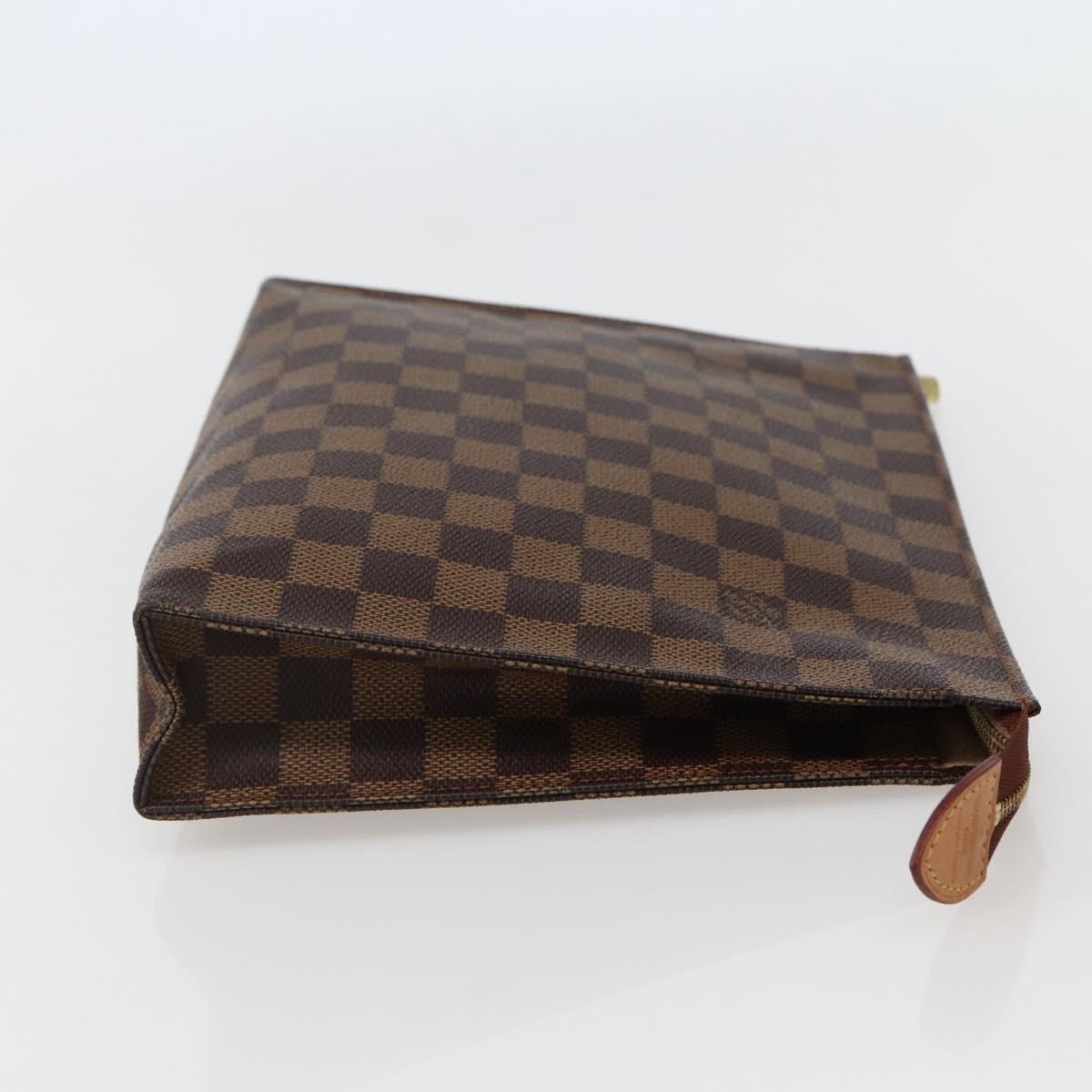 LOUIS VUITTON Damier Ebene Poche Toilette 26 Pouch N47543 LV Auth BA6219