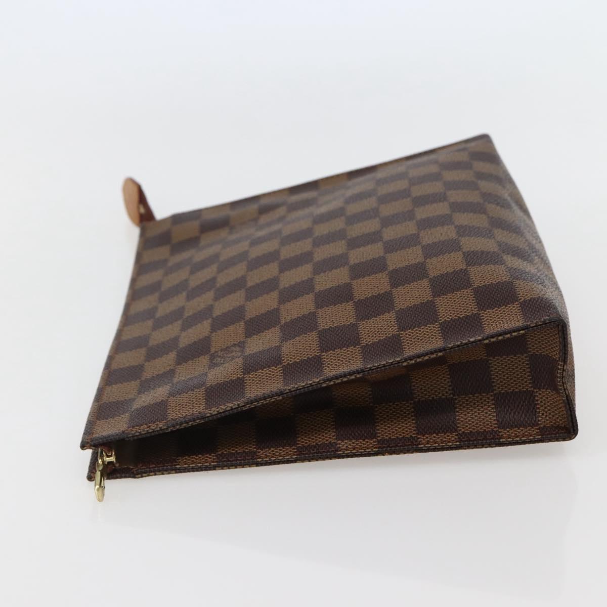 LOUIS VUITTON Damier Ebene Poche Toilette 26 Pouch N47543 LV Auth BA6219