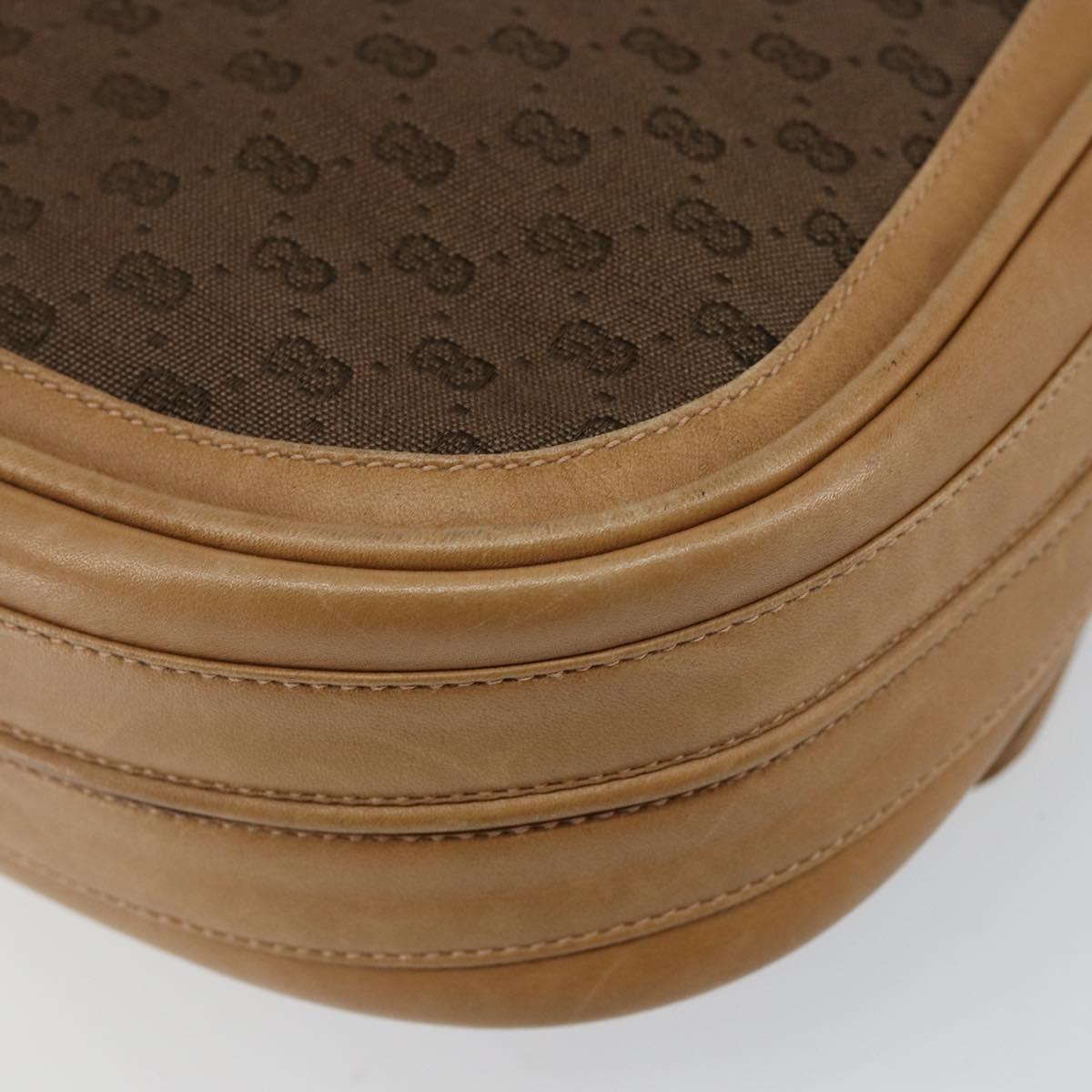 GUCCI Micro GG Canvas Shoulder Bag Brown Gold Auth BA6220