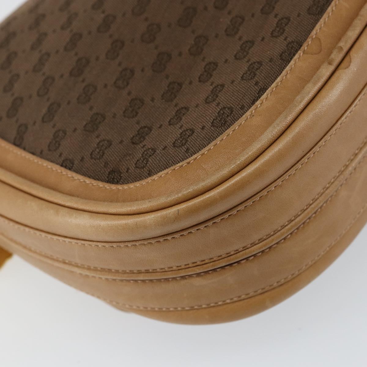 GUCCI Micro GG Canvas Shoulder Bag Brown Gold Auth BA6220