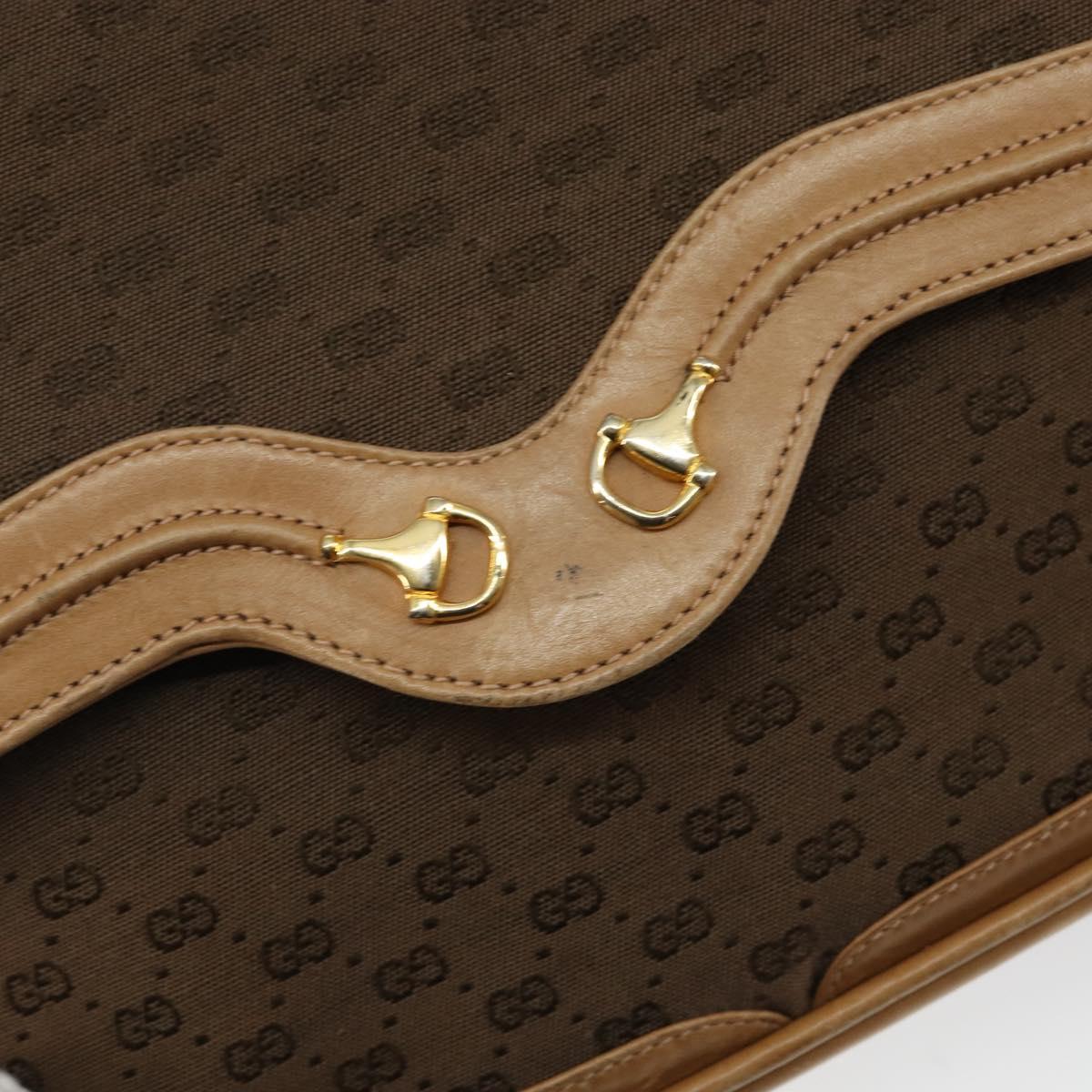 GUCCI Micro GG Canvas Shoulder Bag Brown Gold Auth BA6220
