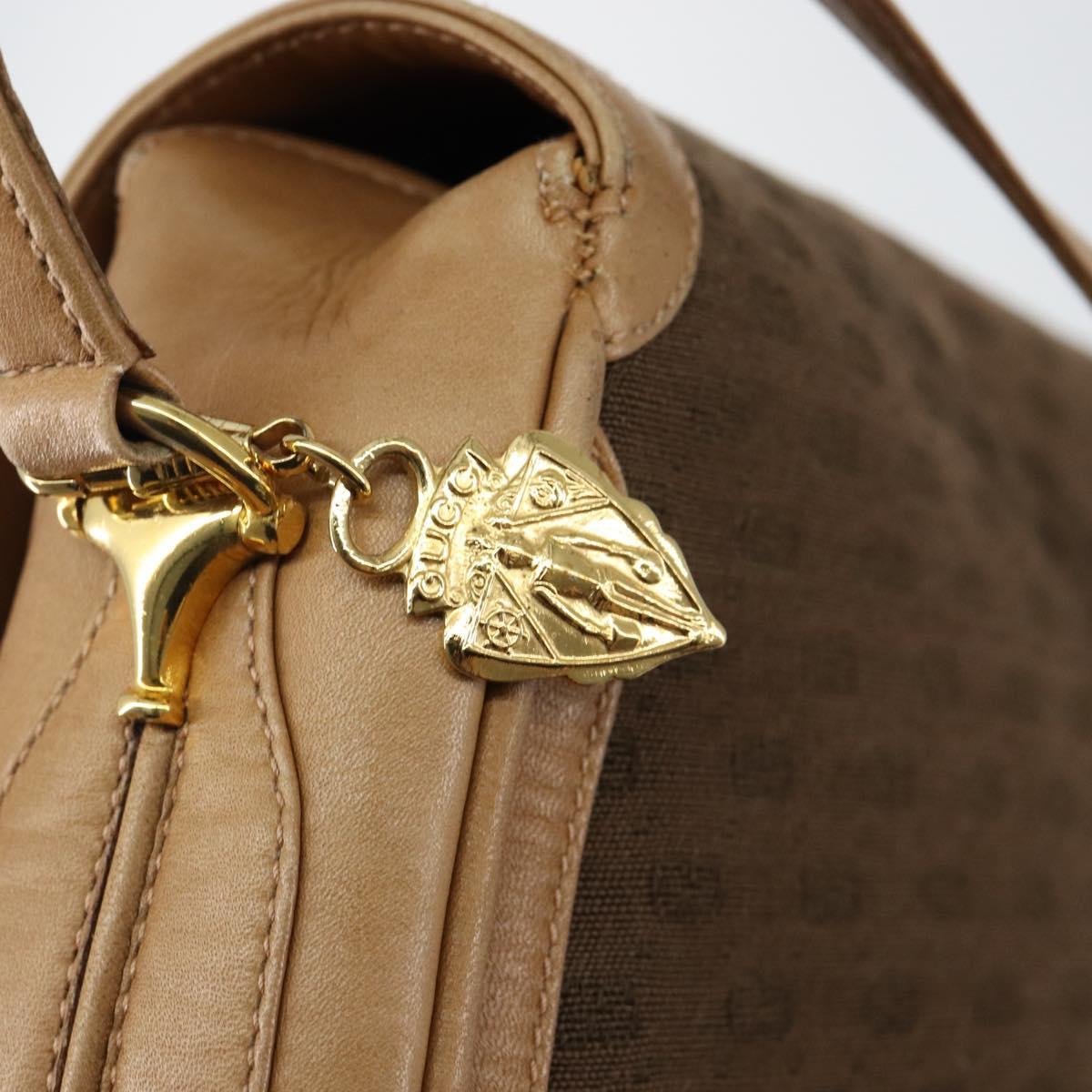 GUCCI Micro GG Canvas Shoulder Bag Brown Gold Auth BA6220