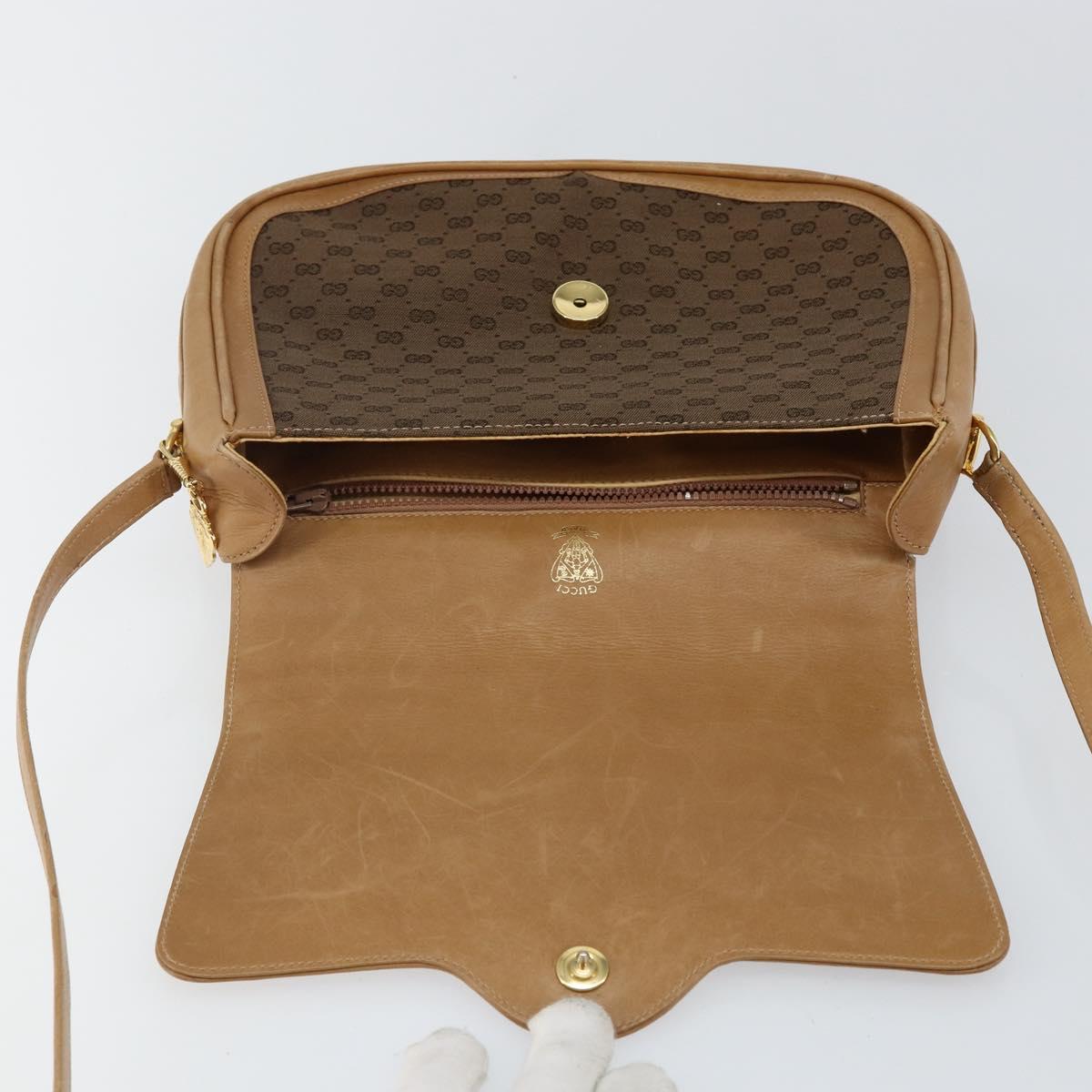 GUCCI Micro GG Canvas Shoulder Bag Brown Gold Auth BA6220